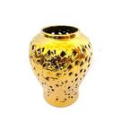 Vaso Ceramica Dourada Bojudo Vazados Decorativos Lindos