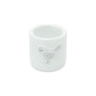 Vaso cerâmica embossed bird branco peq 8x8x7,5cm