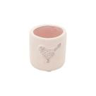 Vaso cerâmica embossed bird rosa peq 8x8x7,5cm