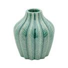 VASO CERÂMICA FAT GREEN CRACK LEAVES VERDE GDE 14X16cm VASO CERÂMICA FAT GREEN CRACK LEAVES VERDE GDE 14X16cm