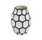 Vaso Ceramica Maior Moderno Branco Preto Rele Sextavado Luxo