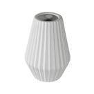 Vaso Ceramica Maior Nobre Branco Relevo Vertical Luxo