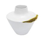 Vaso Ceramica Medio Branco Design Tradicional Detalhes Luxo