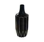 Vaso Ceramica Preto Detalhes Dourado Relevos Ondulados Luxo Vaso Ceramica Preto Detalhes Dourado Relevos Ondulados Luxo