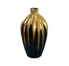 Vaso Cerâmica Preto Sobreposto Dourado Ondulado Luxo Vaso Cerâmica Preto Sobreposto Dourado Ondulado Luxo