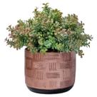 Vaso Cerâmica Rosê Bronze Risquinhos Arranjo Folhagem 20cm