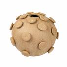Vaso Cerâmica Terracota Menor Relevo Discos Fino Acabamento
