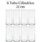 Vaso cilindrico Tubo vidro 21 cm decoração castical kit 6