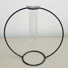 Vaso Cilindro de Vidro Com Suporte de Metal Preto - MART