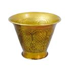 Vaso Classico Dourado Redondo Trabalhado Escama Design Luxo