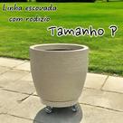 vaso cone redondo em polietileno escovado com suporte rodizio em gel 20 litros