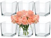 Vaso CONNOO, pacote com 6 unidades, vidro quadrado transparente, cubo de 13 cm