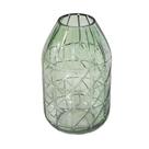 Vaso Cristal Lapidado Geométrico Verde Alta Decoração Luxo