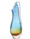 Vaso Cristal Murano Água Marinha Com Âmbar São Marcos 53cm