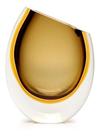 Vaso Cristal Murano Bicolor Gota Cortada Fumê Com Âmbar 33cm Vaso Cristal Murano Bicolor Gota Cortada Fumê Com Âmbar 33cm