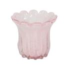 Vaso Cristal Murano Rosa Redondo Todo Ondulado Luxo Vaso Cristal Murano Rosa Redondo Todo Ondulado Luxo