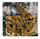 Vaso Cristal Murano Verde Escuro Marcas Dourado Lapidados