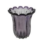 Vaso Cristal Murano Violeta Bolhas Incolor Ondulada Luxo Vaso Cristal Murano Violeta Bolhas Incolor Ondulada Luxo