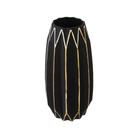 Vaso Cristal Preto Maior Filetes Dourados Relevos Classicos