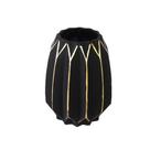 Vaso Cristal Preto Menor Filetes Dourados Relevos Classicos