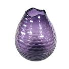 Vaso Cristal Roxo Menor Design Martelado Boca em Desnível