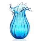 Vaso de bolha de vidro soprado QFKris Modern Art 20cm azul