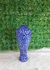 Vaso de ceramica azul com branco