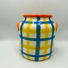 Vaso de Cerâmica Balde Amarelo e Azul 20x18,8cm