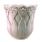 Vaso de Ceramica Bege Classico Detalhado para Casa 16cm Vaso de Ceramica Bege Classico Detalhado para Casa 16cm