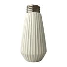 Vaso de Cerâmica Branco 23cm Canelado Decorativo Sala Mesa