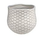 Vaso de Ceramica Branco Detalhes a Mão para Casa 15cm