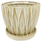 Vaso de cerâmica de 14 cm com pires e orifício de drenagem Vaso de cerâmica de 14 cm com pires e orifício de drenagem