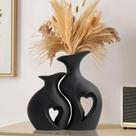 Vaso de cerâmica KKgoubz Snuggle Hollow Black XL, conjunto de 2