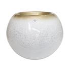 Vaso de Chão Fibra de Vidro Esfera M Branco Gold Vietnamita
