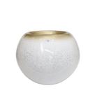 Vaso de Chão Fibra de Vidro Esfera P Branco Gold Vietnamita