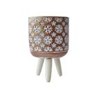 Vaso de cimento com suporte em tripé de madeira 17cm Vaso de cimento com suporte em tripé de madeira 17cm