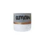 Vaso de cimento decorativo plantas artificiais frases 10x9cm