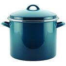 Vaso de esmalte Rachael Ray em aço 12L com tampa azul marinho