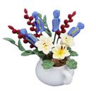 Vaso de flores de casa de bonecas em miniatura com flores mistas de resina em escala 1:12