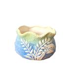 Vaso de flores de cerâmica com design de folha em relevo 10x10x9,6cm