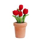 Vaso de flores de tulipa vermelha em miniatura Dollhouse em resina em escala 1:12