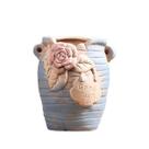 Vaso de flores em cerâmica com rosa em relevo e design de boa sorte”