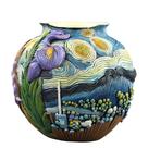 Vaso de flores em resina inspirado em Van Gogh, noite estrelada artística