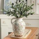 Vaso de flores Enra Vintage Ceramic Chinoiserie verde/bege 24cm