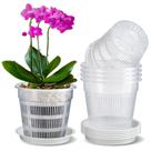 Vaso de orquídea MYITYARD, pacote com 6, 16 cm, plástico transparente com pires