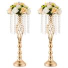 Vaso de ouro Inweder para peça central de casamento com cristais de candelabro