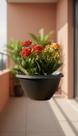 Vaso de Parede Meia-Lua 2,6L Jardim Vertical Preto