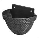 Vaso de Parede Meia Lua Preto 3L com Prato Antidengue 24x18x16cm em Plástico Resistente