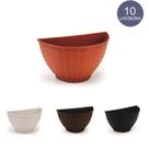 Vaso De Parede Rattan G Kit Com 10 - Jardim Vertical Orquidea Samambaia Horta Cachepot Meia Lua