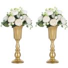 Vaso de peças centrais de casamento Nuptio Metal Trumpet 31,9 cm, conjunto de 2